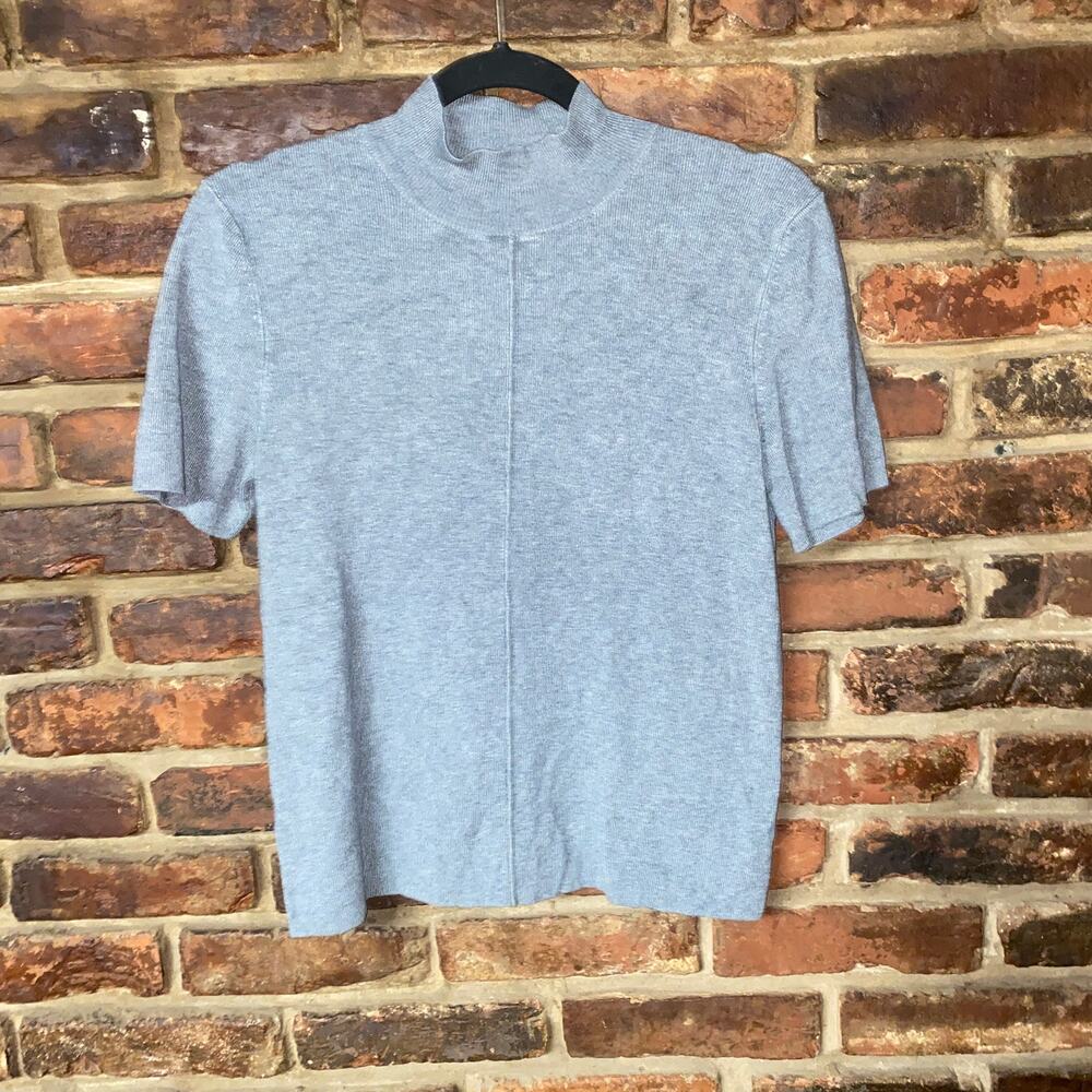 Industry Gray Knit Short Sleeve Mock Neck Lightweight Sweater Women's Size Small